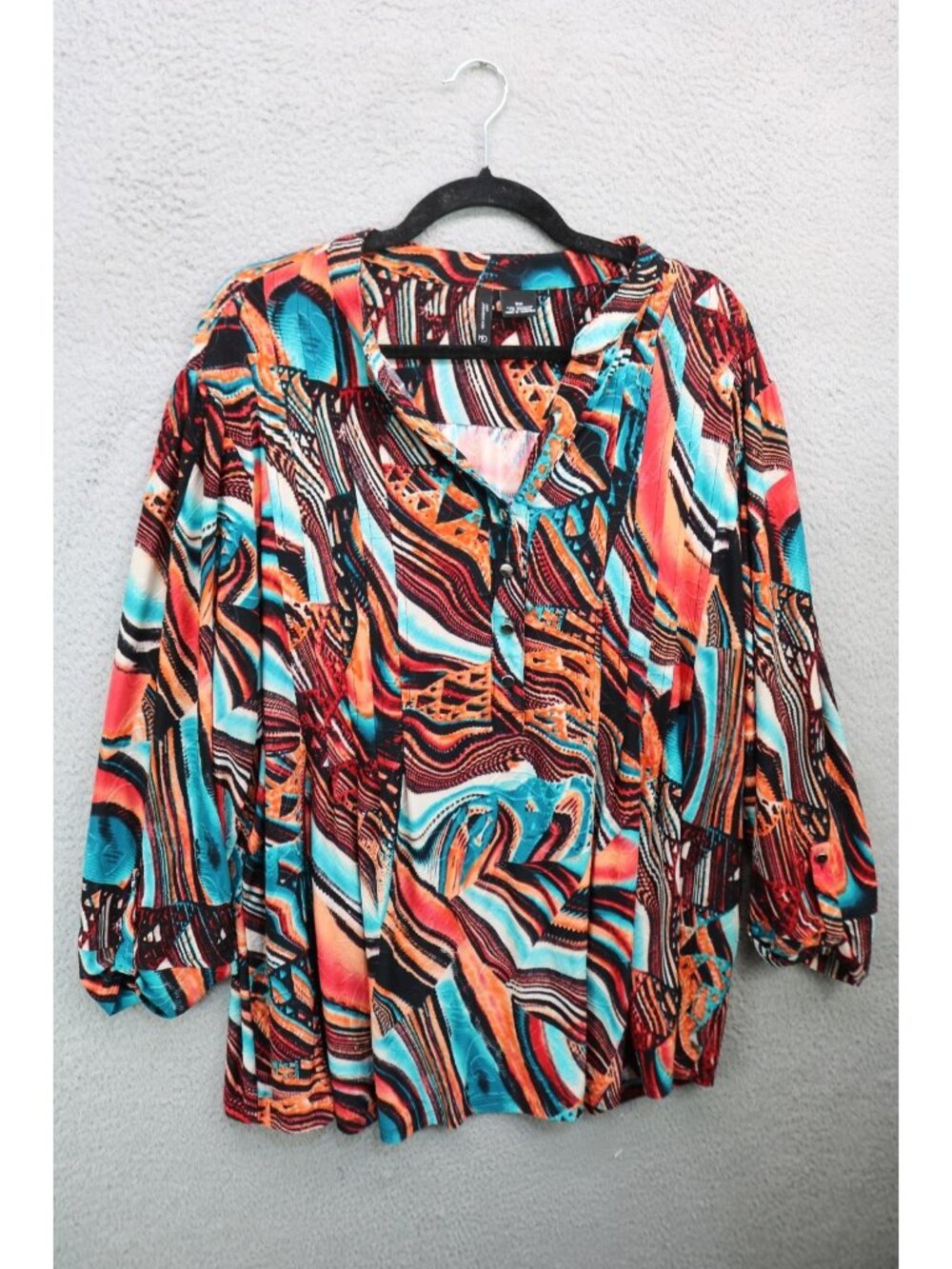 New Directions 3/4 Sleeves Silky Tunic-3X-Office-Career-Business-Fall Colors